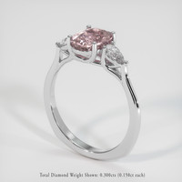 2.05 Ct. Peach Sapphire Ring, 14K White Gold 2