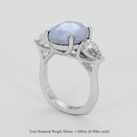 7.83 Ct. Bluish Grey Sapphire Ring, 14K White Gold 2