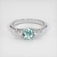 0.96 Ct. Bluish Green Sapphire Ring, 14K White Gold 1