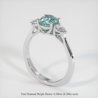 0.96 Ct. Bluish Green Sapphire Ring, 14K White Gold 2