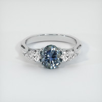 1.24 Ct. Greenish Blue Sapphire Ring, 14K White Gold 1