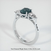 1.24 Ct. Greenish Blue Sapphire Ring, 14K White Gold 2