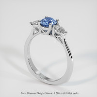 0.58 Ct. Blue Sapphire Ring, 18K White Gold 2