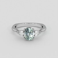 2.33 Ct. Bluish Green Sapphire Ring, 18K White Gold 1