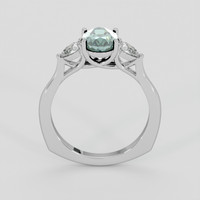 2.33 Ct. Bluish Green Sapphire Ring, 18K White Gold 3