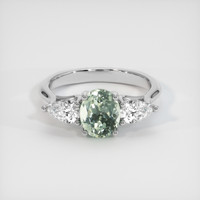 1.26 Ct. Green Sapphire Ring, 18K White Gold 1