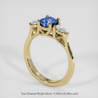 0.80 Ct. Blue Sapphire Ring, 14K Yellow Gold 2
