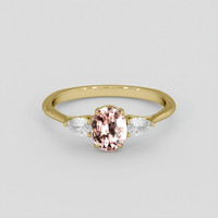 2.05 Ct. Peach Sapphire Ring, 14K Yellow Gold 1