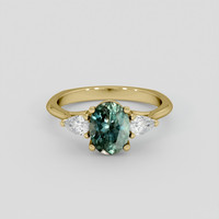 1.65 Ct. Bluish Green Sapphire Ring, 14K Yellow Gold 1