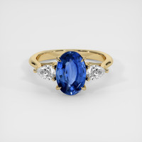 3.10 Ct. Blue Sapphire Ring, 18K Yellow Gold 1