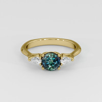 1.33 Ct. Greenish Blue Sapphire Ring, 18K Yellow Gold 1
