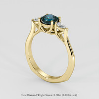 1.33 Ct. Greenish Blue Sapphire Ring, 18K Yellow Gold 2
