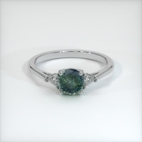 1.71 Ct. Bluish Green Sapphire Ring, Platinum 950 1