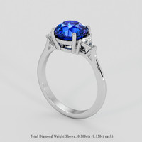 3.09 Ct. Blue Sapphire Ring, 14K White Gold 2