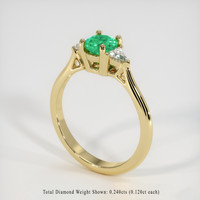 0.55 Ct. Emerald Ring, 18K Yellow Gold 2