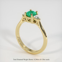 0.57 Ct. Emerald Ring, 18K Yellow Gold 2