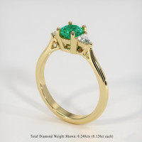 0.58 Ct. Emerald Ring, 18K Yellow Gold 2