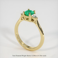 0.60 Ct. Emerald Ring, 18K Yellow Gold 2