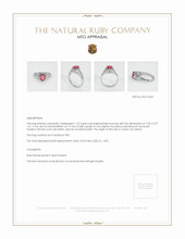 Ruby Ring 1.22 Ct. Platinum 950 Appraisal