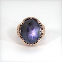 23.63 Ct. Greyish Blue Sapphire Ring, 18K Rose Gold 1