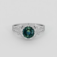 1.47 Ct. Bluish Green Sapphire Ring, Silver 1