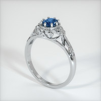 0.70 Ct. Greenish Blue Sapphire Ring, 10K White Gold 2