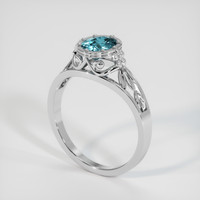 1.10 Ct. Greenish Blue Sapphire Ring, 14K White Gold 2