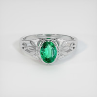 0.76 Ct. Emerald Ring, 18K White Gold 1