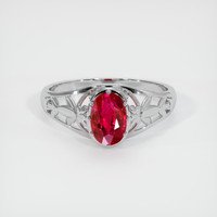 1.00 Ct. Ruby Ring, 18K White Gold 1