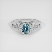 1.10 Ct. Greenish Blue Sapphire Ring, 18K White Gold 1