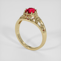 0.87 Ct. Ruby Ring, 18K Yellow Gold 2