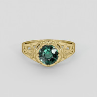 1.65 Ct. Bluish Green Sapphire Ring, 18K Yellow Gold 1