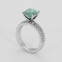3.93 Ct. Bluish Green Sapphire Ring, Platinum 950 2