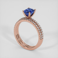 2.03 Ct. Blue Sapphire Ring, 14K Rose Gold 2