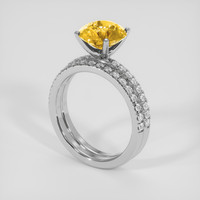 3.09 Ct. Yellow Sapphire Ring, Silver 2