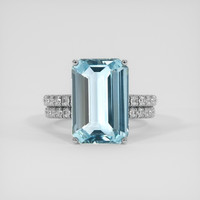 4.98 Ct. Blue Aquamarine Ring, 10K White Gold 1
