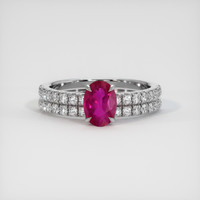 0.97 Ct. Pinkish Red Ruby Ring, 10K White Gold 1