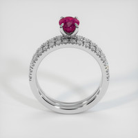 0.97 Ct. Pinkish Red Ruby Ring, 10K White Gold 3