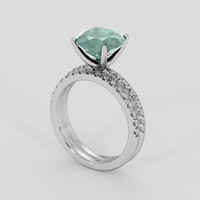 3.93 Ct. Bluish Green Sapphire Ring, 10K White Gold 2