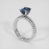 2.50 Ct. Greyish Blue Sapphire Ring, 14K White Gold 2
