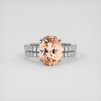 4.16 Ct. Padparadscha Sapphire Ring, 14K White Gold 1