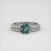 1.75 Ct. Bluish Green Sapphire Ring, 14K White Gold 1