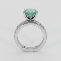3.93 Ct. Bluish Green Sapphire Ring, 18K White Gold 3