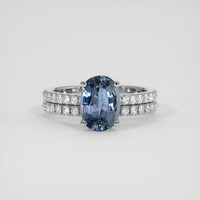 2.50 Ct. Greyish Blue Sapphire Ring, 18K White Gold 1