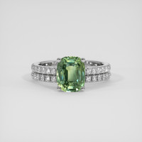 3.02 Ct. Green Sapphire Ring, 18K White Gold 1