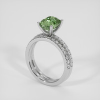 3.02 Ct. Green Sapphire Ring, 18K White Gold 2