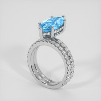 3.90 Ct. Swiss Blue Topaz Ring, Platinum 950 2