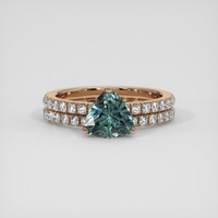 1.53 Ct. Bluish Green Sapphire Ring, 14K Rose Gold 1