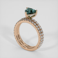 1.53 Ct. Bluish Green Sapphire Ring, 14K Rose Gold 2