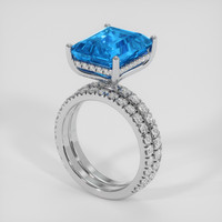 7.72 Ct. Swiss Blue Topaz Ring, 10K White Gold 2